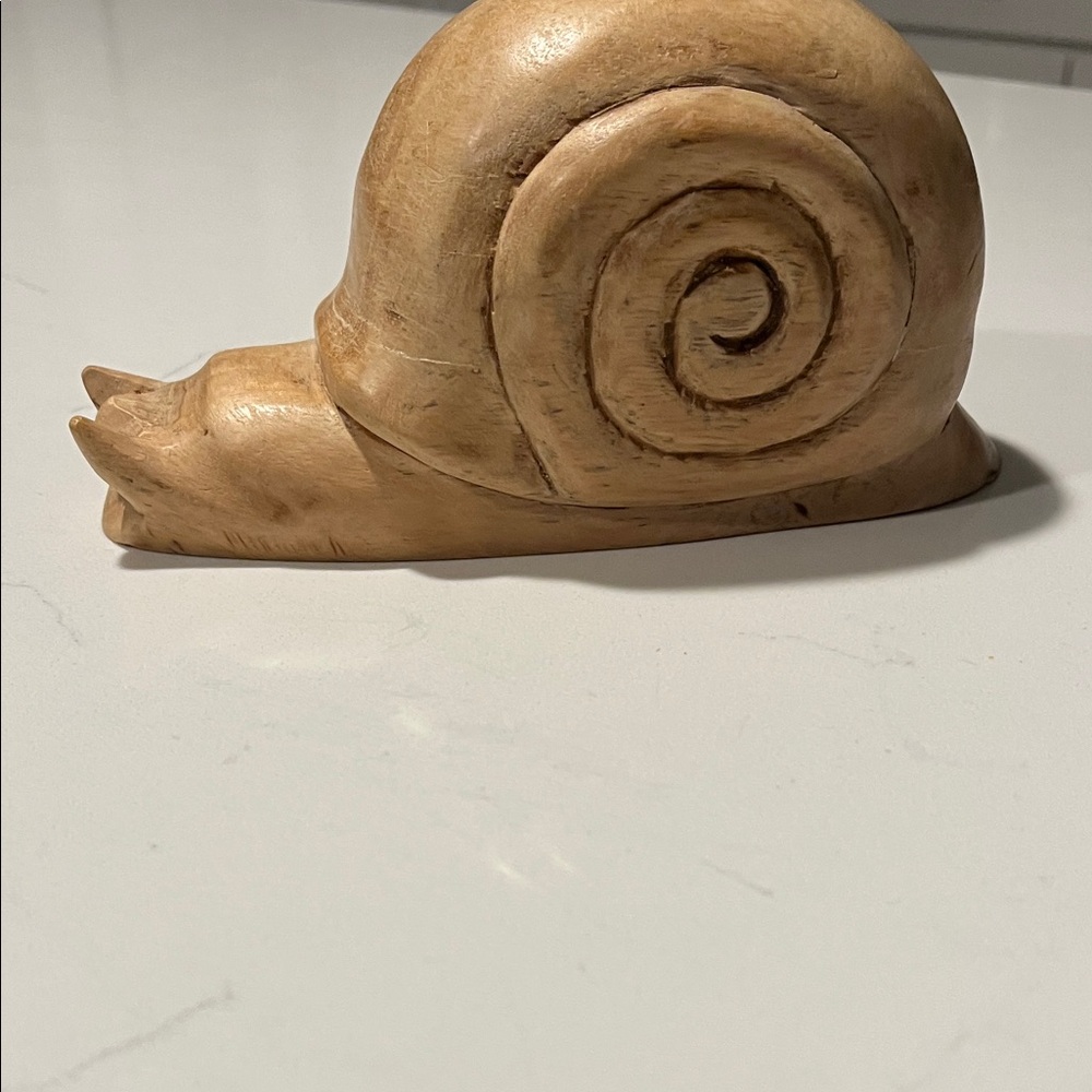 Handcrafted Wooden Snail Sculpture
